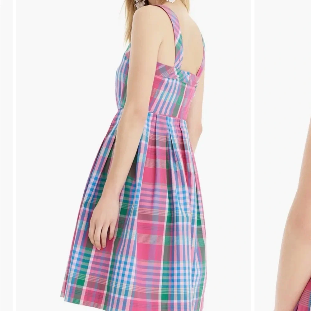 J.Crew Pink Plaid Square-Neck Dress - 0 - XS - Picture 4 of 8